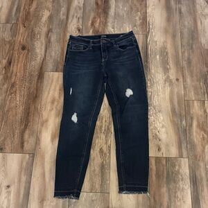 Buffalo David Bitton Dark Blue Ripped Mid-Rise Skinny Woman’s Jeans